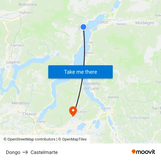 Dongo to Castelmarte map