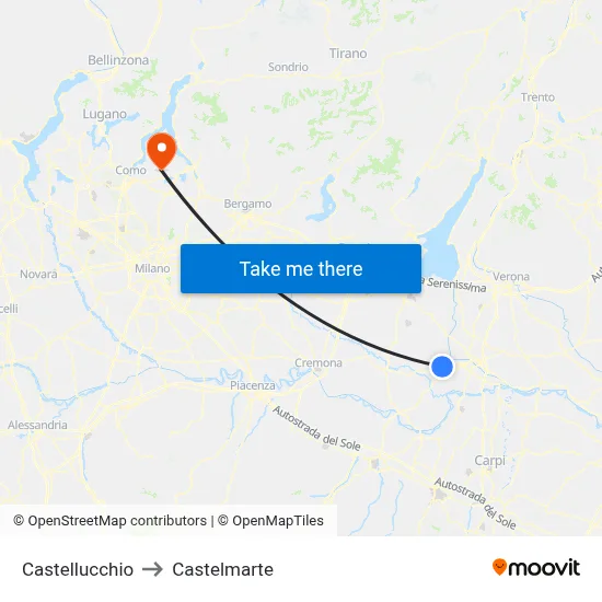 Castellucchio to Castelmarte map