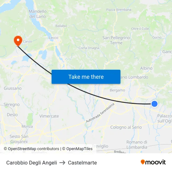 Carobbio Degli Angeli to Castelmarte map