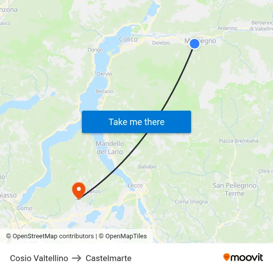 Cosio Valtellino to Castelmarte map
