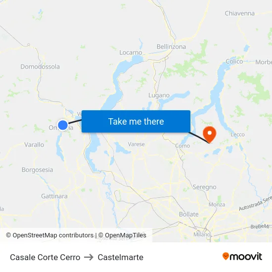 Casale Corte Cerro to Castelmarte map