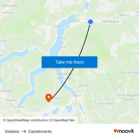 Delebio to Castelmarte map