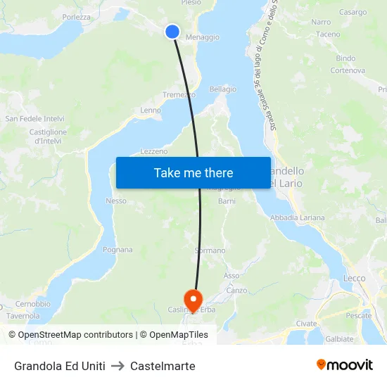 Grandola Ed Uniti to Castelmarte map