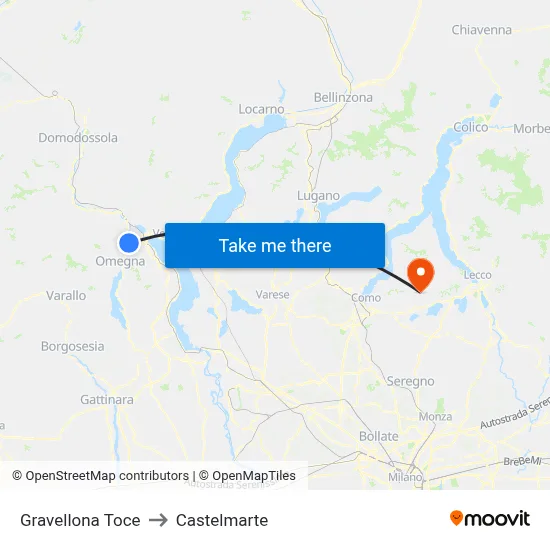 Gravellona Toce to Castelmarte map