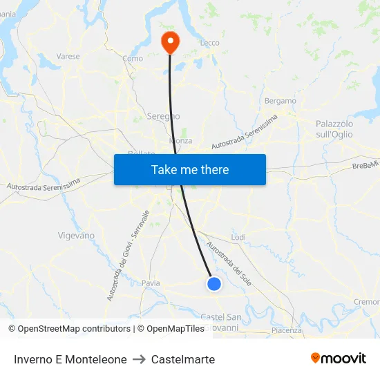 Inverno e Monteleone to Castelmarte map