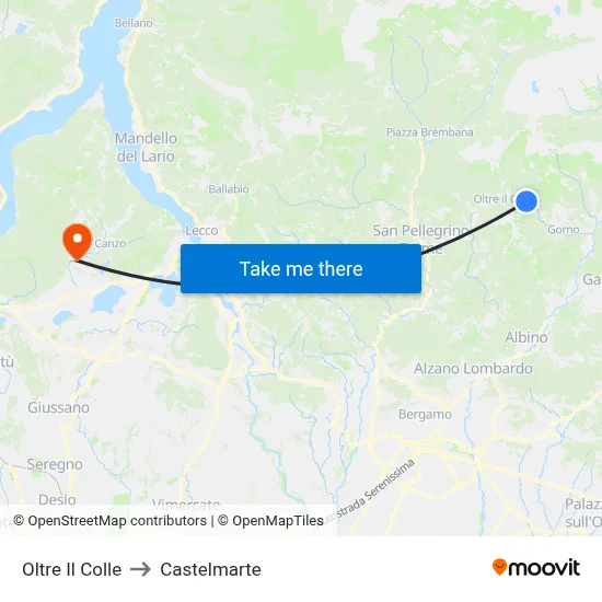 Oltre Il Colle to Castelmarte map