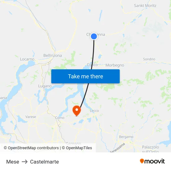 Mese to Castelmarte map