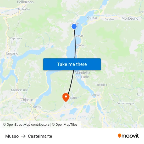 Musso to Castelmarte map