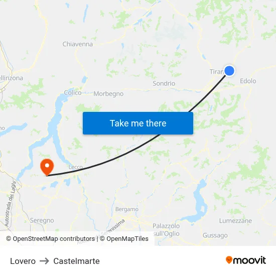 Lovero to Castelmarte map