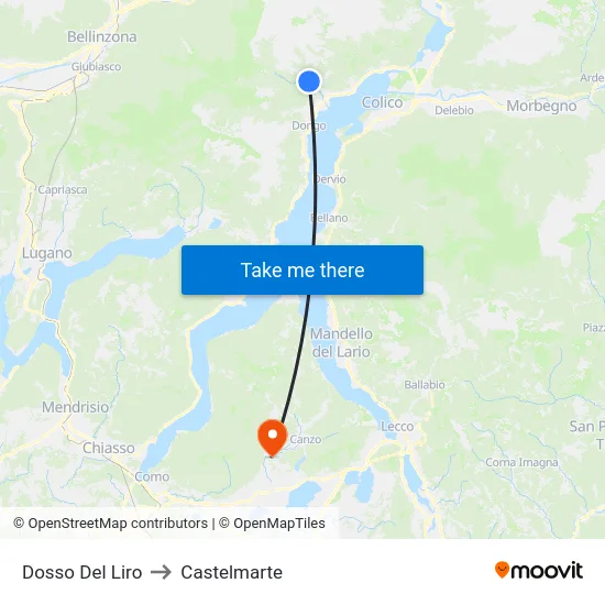 Dosso Del Liro to Castelmarte map