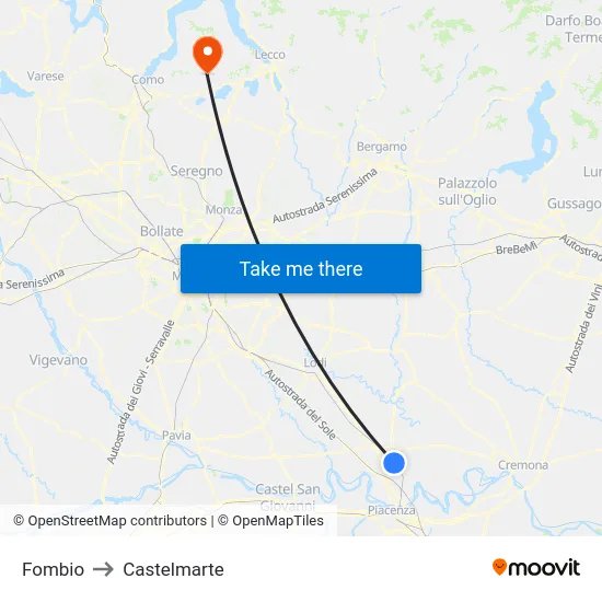 Fombio to Castelmarte map