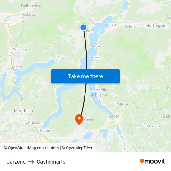 Garzeno to Castelmarte map