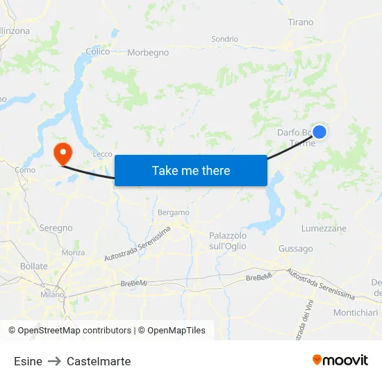 Esine to Castelmarte map