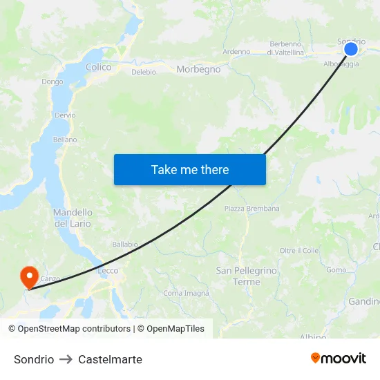 Sondrio to Castelmarte map