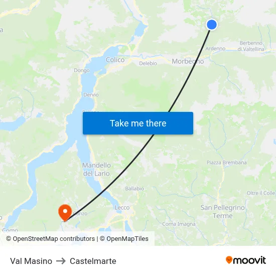 Val Masino to Castelmarte map