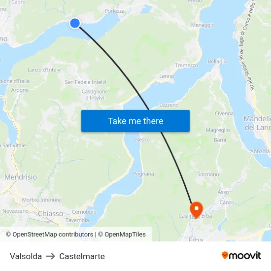 Valsolda to Castelmarte map