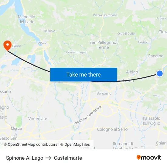 Spinone Al Lago to Castelmarte map