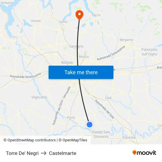 Torre De' Negri to Castelmarte map