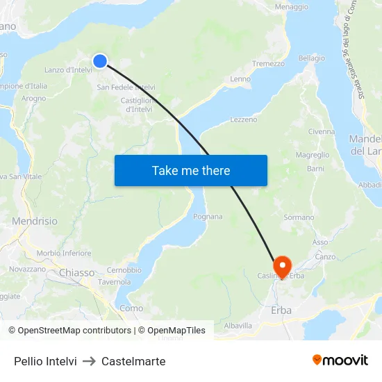 Pellio Intelvi to Castelmarte map