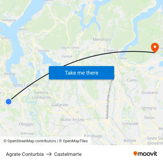 Agrate Conturbia to Castelmarte map