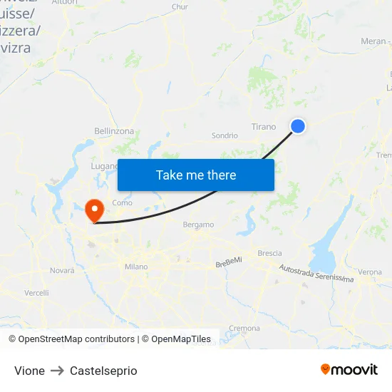 Vione to Castelseprio map