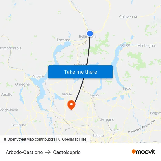 Arbedo-Castione to Castelseprio map
