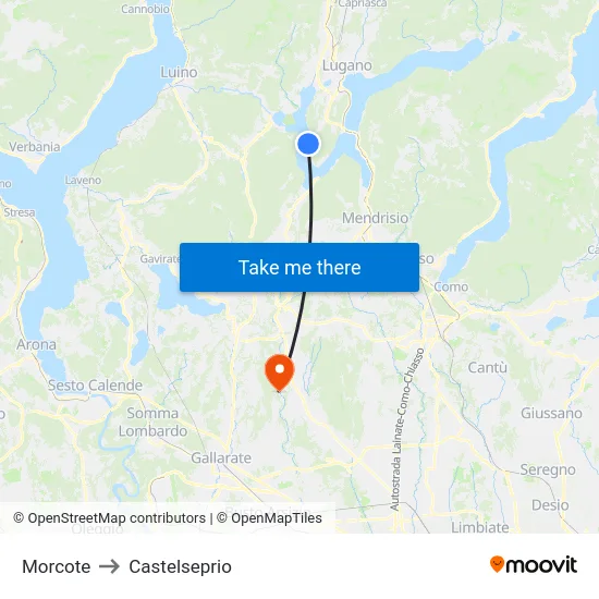 Morcote to Castelseprio map