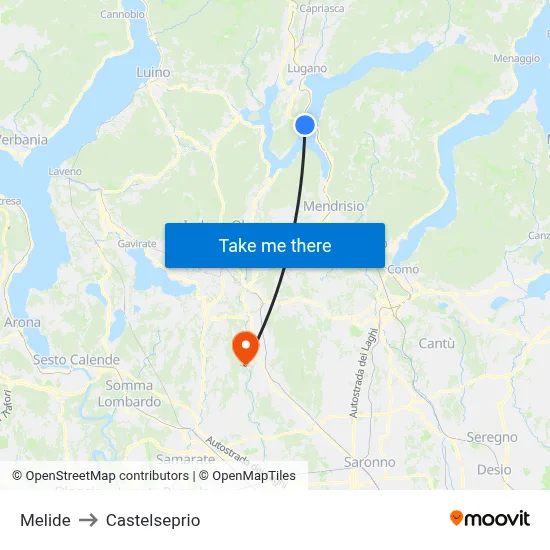Melide to Castelseprio map