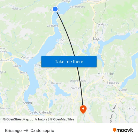 Brissago to Castelseprio map