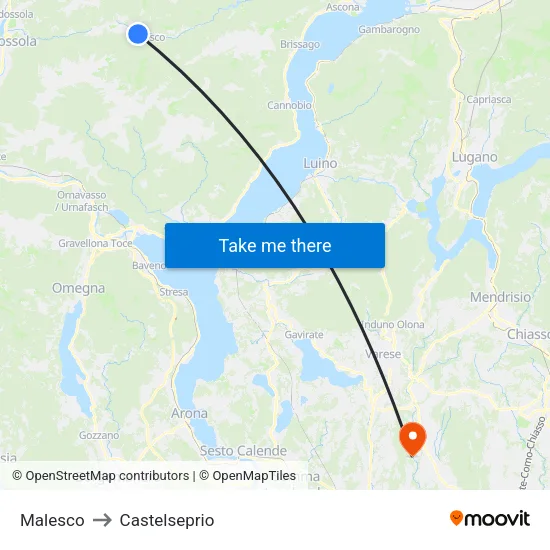 Malesco to Castelseprio map