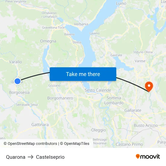 Quarona to Castelseprio map