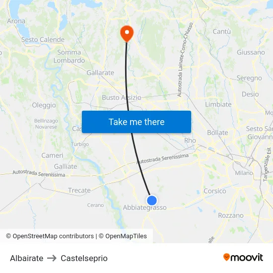 Albairate to Castelseprio map