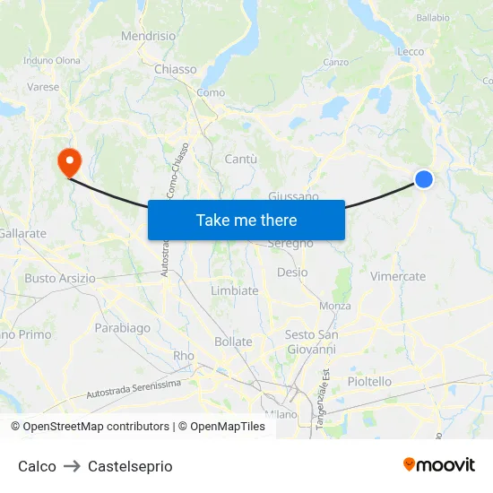Calco to Castelseprio map
