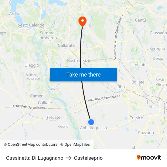 Cassinetta Di Lugagnano to Castelseprio map