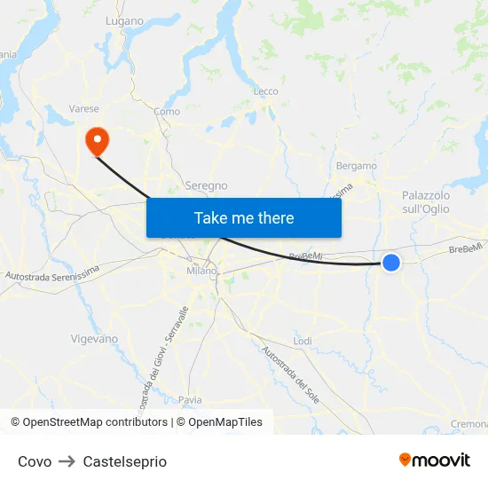Covo to Castelseprio map