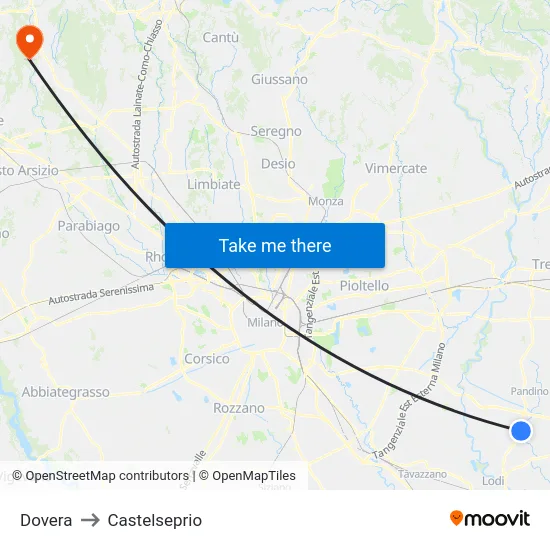 Dovera to Castelseprio map