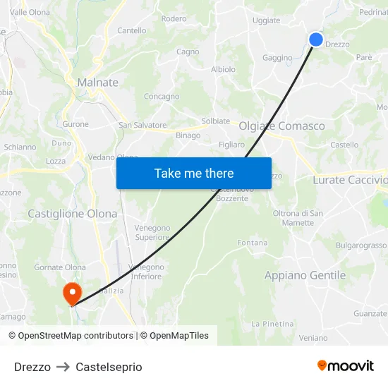 Drezzo to Castelseprio map