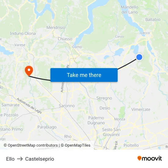 Ello to Castelseprio map