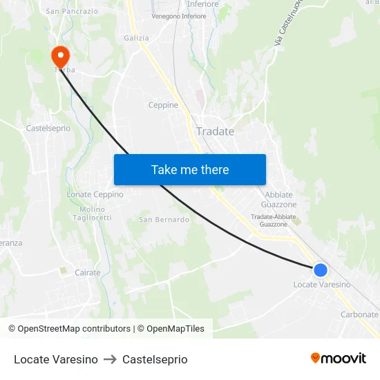 Locate Varesino to Castelseprio map