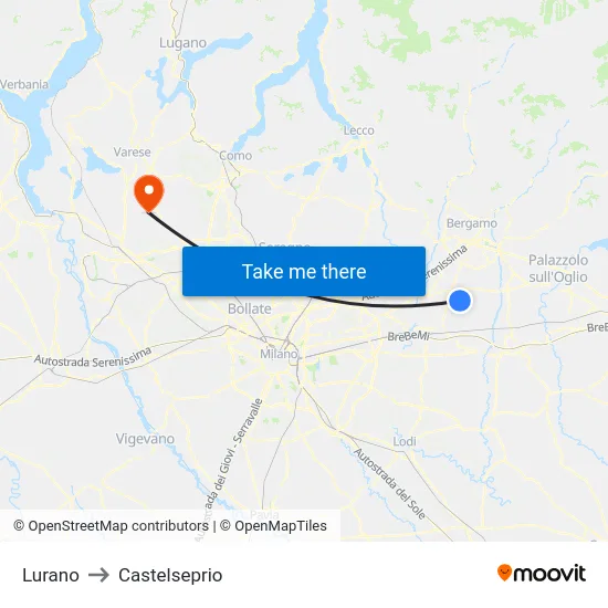 Lurano to Castelseprio map
