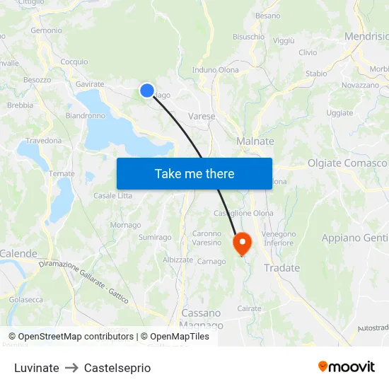 Luvinate to Castelseprio map
