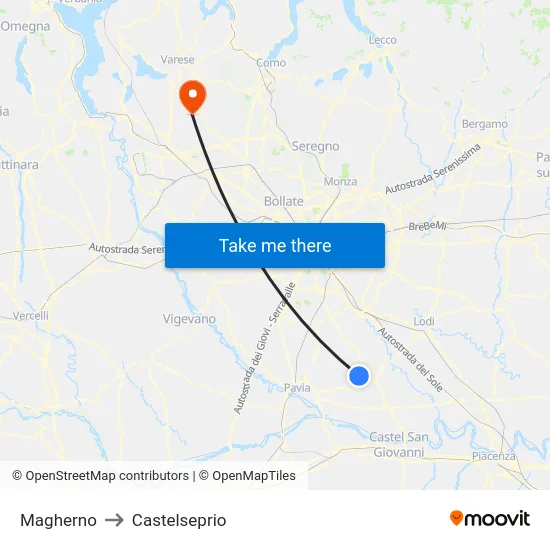 Magherno to Castelseprio map