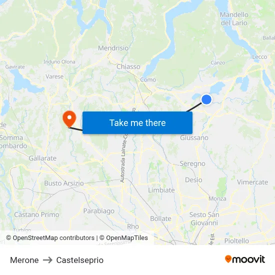 Merone to Castelseprio map