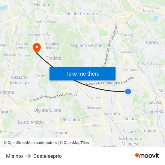 Misinto to Castelseprio map
