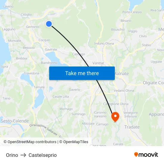 Orino to Castelseprio map