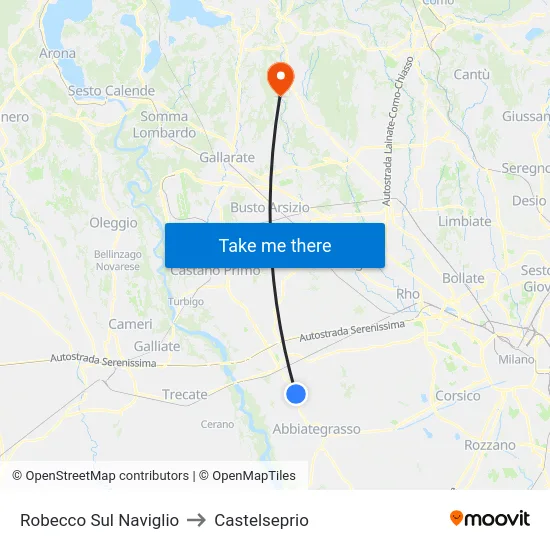Robecco Sul Naviglio to Castelseprio map