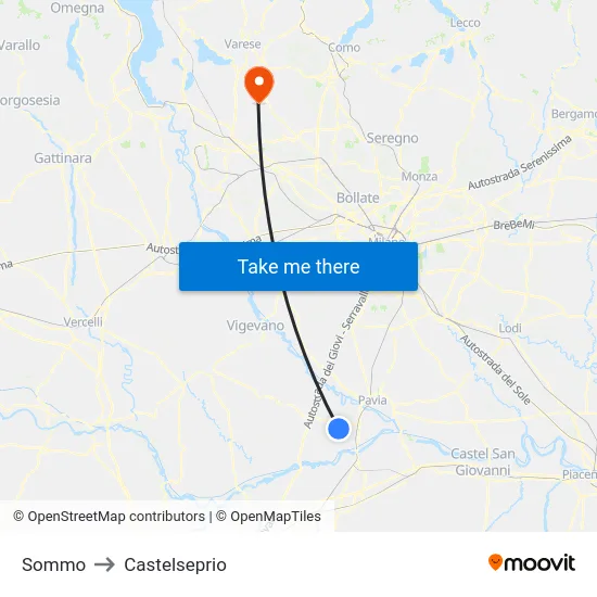 Sommo to Castelseprio map