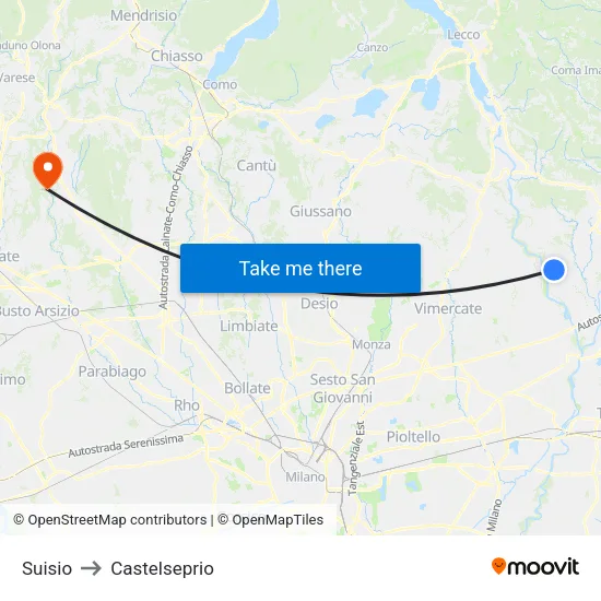 Suisio to Castelseprio map