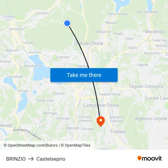 Brinzio to Castelseprio map
