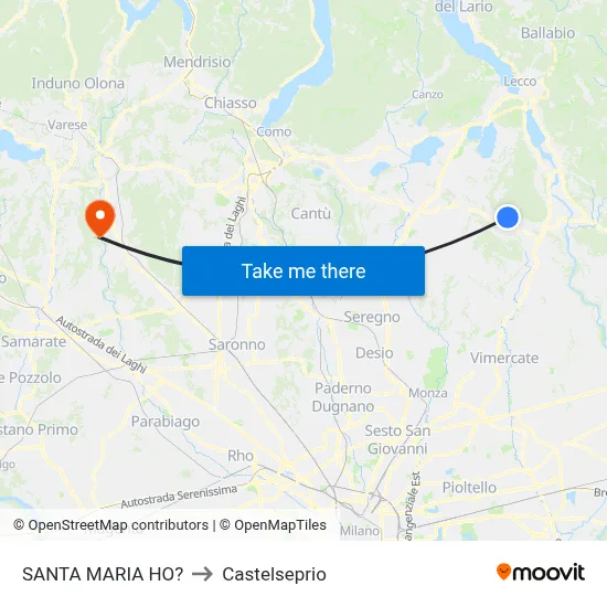 Santa Maria Ho? to Castelseprio map